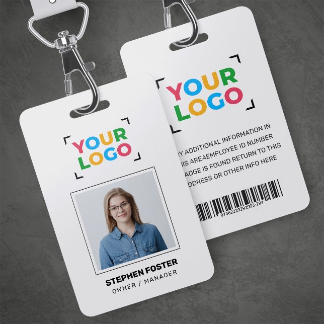 Your Logo Here Simple Employee Photo White Badge (Creator Uploaded)