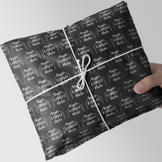 Your Logo Here Simple Modern Black & White Pattern Tissue Paper (Creator Uploaded)