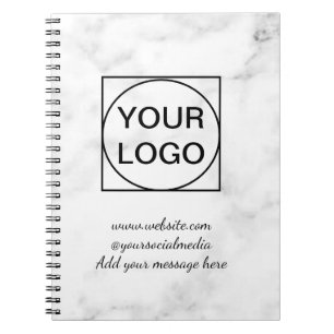 Your logo here white simple minimal PINK MARBLE No Notebook