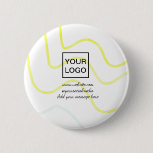 Your logo here white simple minimal yellow lines c 2 inch round button