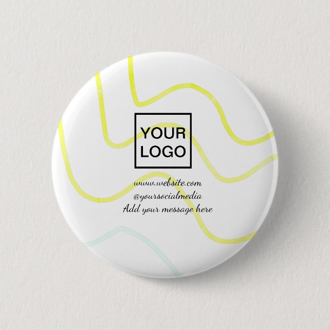 Your logo here white simple minimal yellow lines c 2 inch round button (Front)