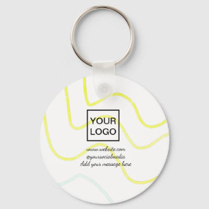 Your logo here white simple minimal yellow lines c keychain