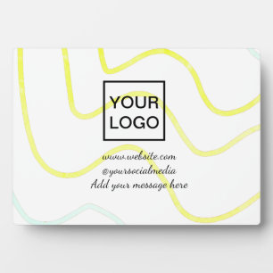 Your logo here white simple minimal yellow lines c plaque