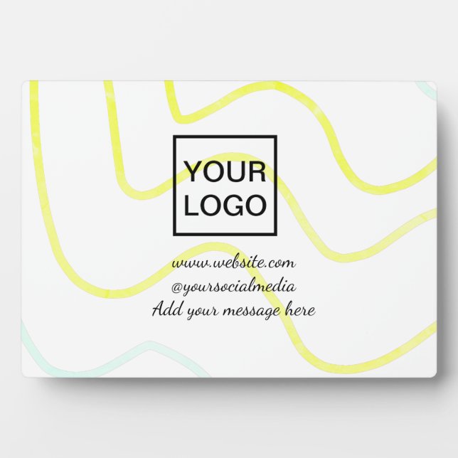 Your logo here white simple minimal yellow lines c plaque (Front)