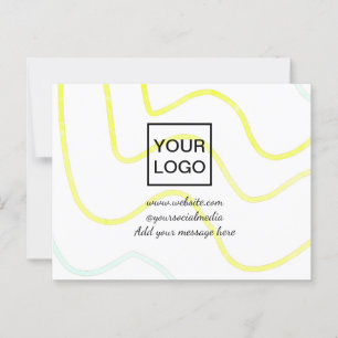 Your logo here white simple minimal yellow lines c postcard