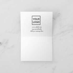 Your logo here white simple minimal yellow lines c thank you card