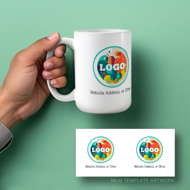 Your Logo Here with Plain Text Below Coffee Mug (Business Logo Mug Template with text for contact information - modern minimal)