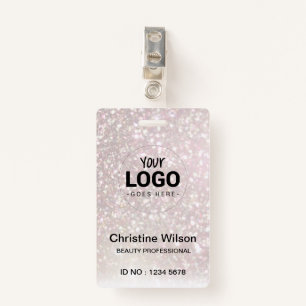 your logo ID card FAUX champagne glitter Badge