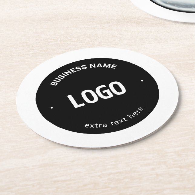 Your Logo, Image or Design & Editable Text Round Paper Coaster (Angled)