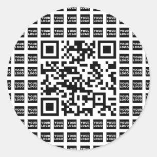 Your Logo/Image Tiled & Editable Scannable QR code Classic Round Sticker
