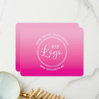 Your Logo Light and Hot Pink Ombre Thank You Card