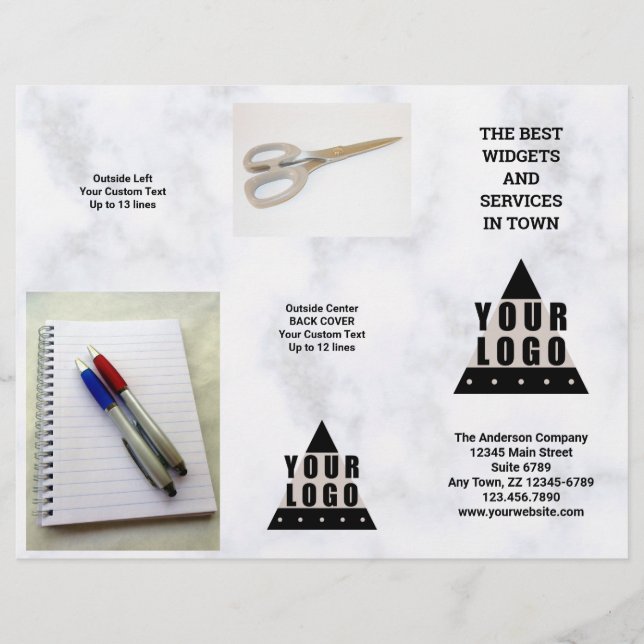 Your Logo Marble 5 Photo Promo Tri Fold Brochure (Front)