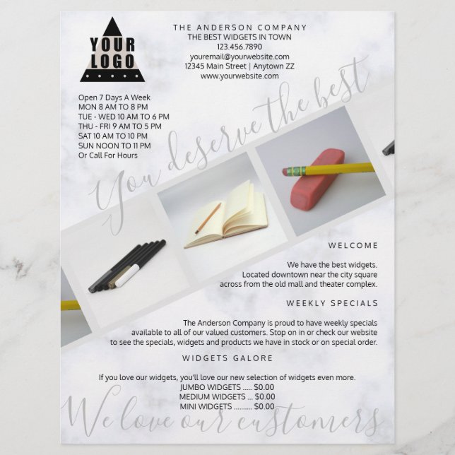 Your Logo Marble Asymmetrical 3 Photo Collage Flyer (Front)