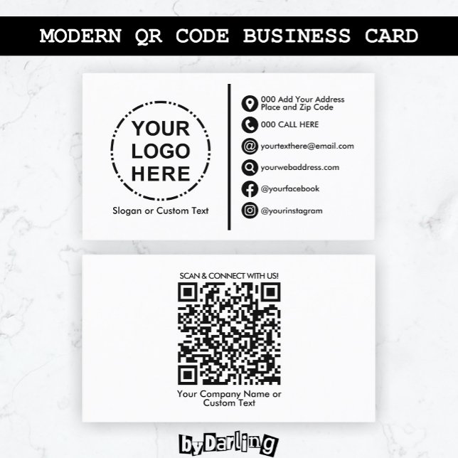 Your Logo Minimalist Modern QR Code Business Card (Your Logo Minimalist Modern QR Code Business Cards - Background Photo: Augustine Wong (Unsplash))