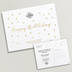 Your Logo Minimalist Stars Business Happy Birthday Holiday Postcard