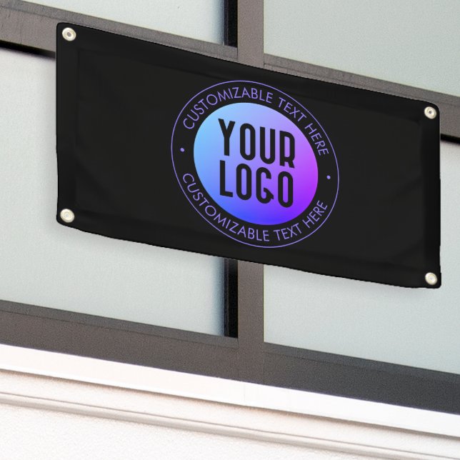 Your Logo & Modern Blue & Purple Ombre Gradient Banner (Outside Building)