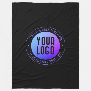 Your Logo & Modern Blue & Purple Ombre Gradient Fleece Blanket