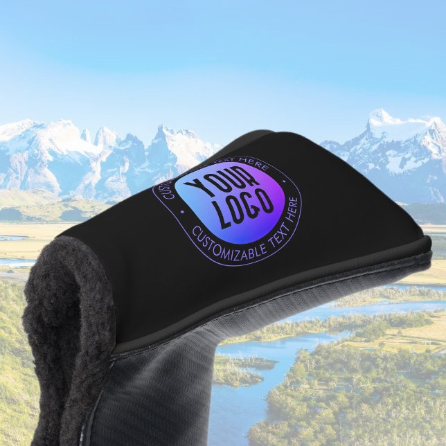 Your Logo & Modern Blue & Purple Ombre Gradient Golf Head Cover (Creator Uploaded)