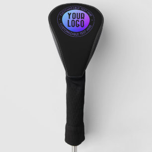 Your Logo & Modern Blue & Purple Ombre Gradient Golf Head Cover