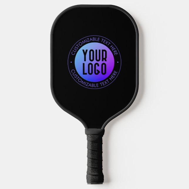 Your Logo & Modern Blue & Purple Ombre Gradient Pickleball Paddle (Front)