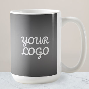 Your Logo & Modern Dark Grey Editable Colour Ombre Coffee Mug