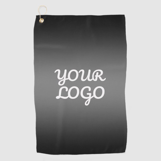 Your Logo & Modern Dark Grey Editable Colour Ombre Golf Towel (Front)