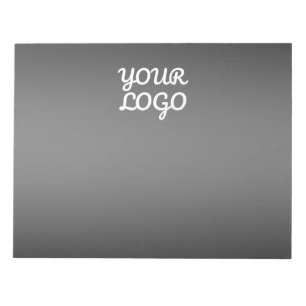 Your Logo & Modern Dark Grey Editable Colour Ombre Notepad