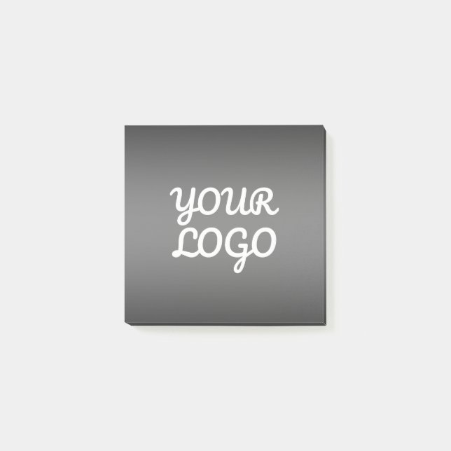 Your Logo & Modern Dark Grey Editable Colour Ombre Post-it Notes (Front)