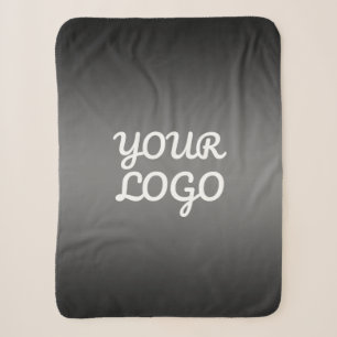 Your Logo & Modern Dark Grey Editable Colour Ombre Sherpa Blanket