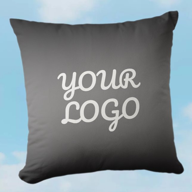 Your Logo & Modern Dark Grey Editable Colour Ombre Throw Pillow (Creator Uploaded)
