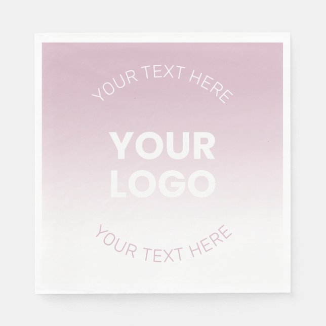 Your Logo | Modern Dusty Pink & White Ombre Napkin (Front)