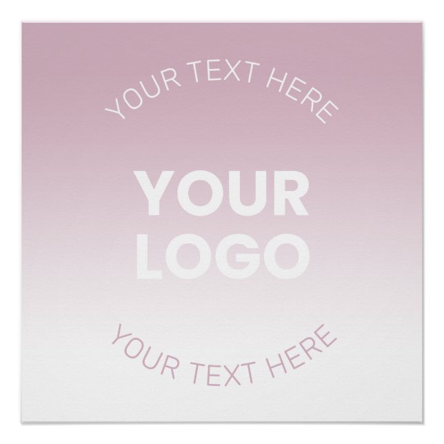 Your Logo | Modern Dusty Pink & White Ombre Poster (Front)