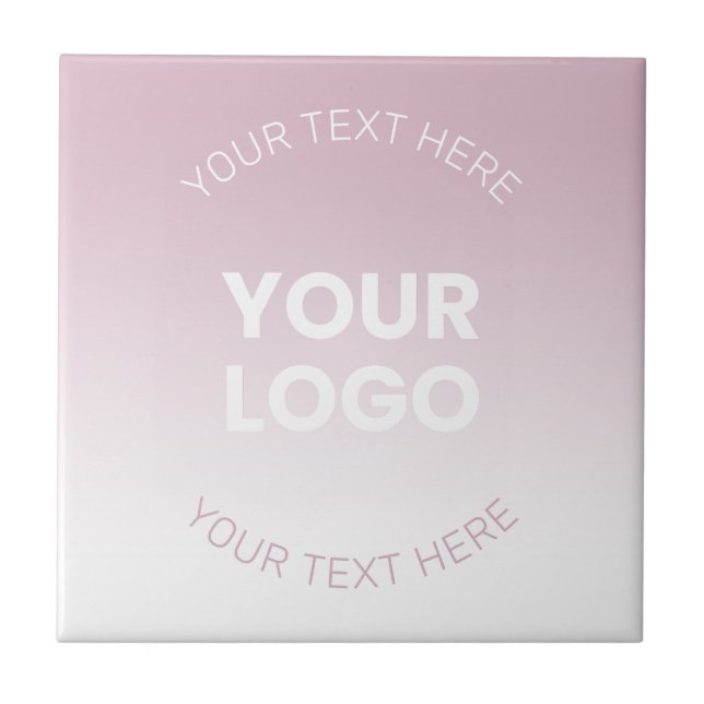 Your Logo | Modern Dusty Pink & White Ombre Tile (Front)