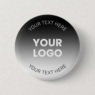 Your Logo   Modern Editable Black & White Gradient 2 Inch Round Button