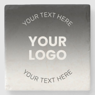 Your Logo   Modern Editable Black & White Gradient Stone Coaster
