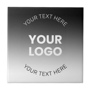 Your Logo Modern Editable Black & White Gradient Tile