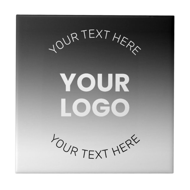 Your Logo | Modern Editable Black & White Gradient Tile (Front)