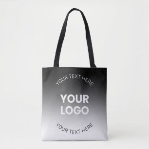 Your Logo Modern Editable Black & White Gradient Tote Bag
