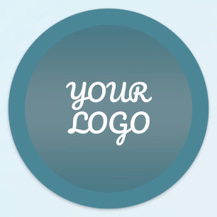 Your Logo & Modern Editable Color Ombre w/Border Classic Round Sticker