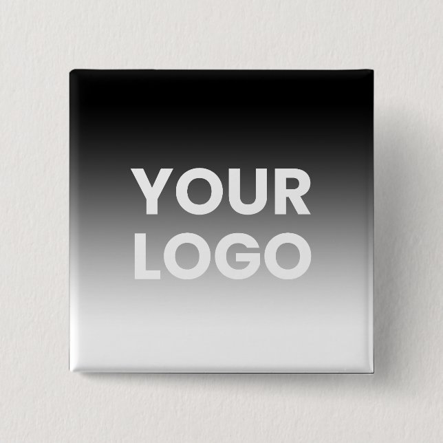 Your Logo & Modern Editable Colour Gradient 2 Inch Square Button (Front)