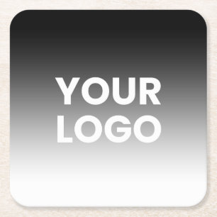 Your Logo & Modern Editable Colour Gradient Square Paper Coaster