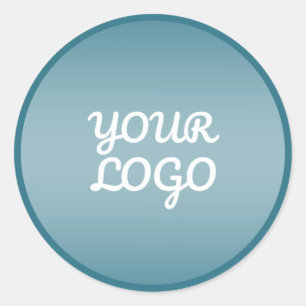 Your Logo & Modern Editable Colour Ombre w/Border Classic Round Sticker