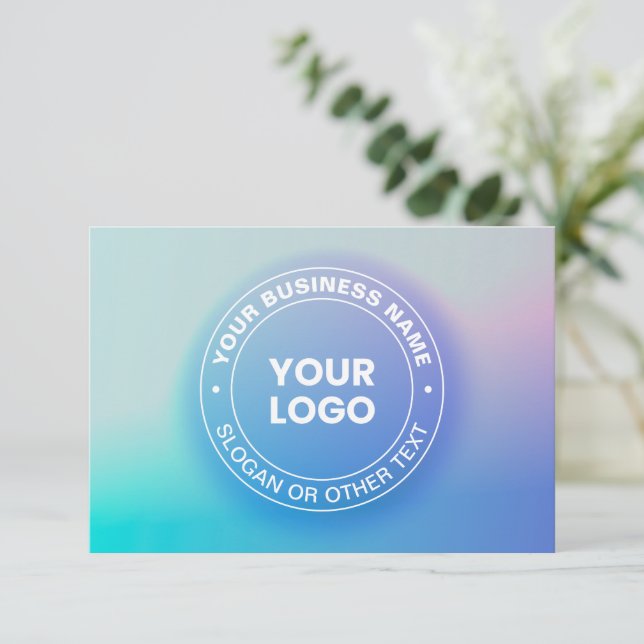 Your Logo | Modern Fading Colour Ombre & White Tex Card (Standing Front)
