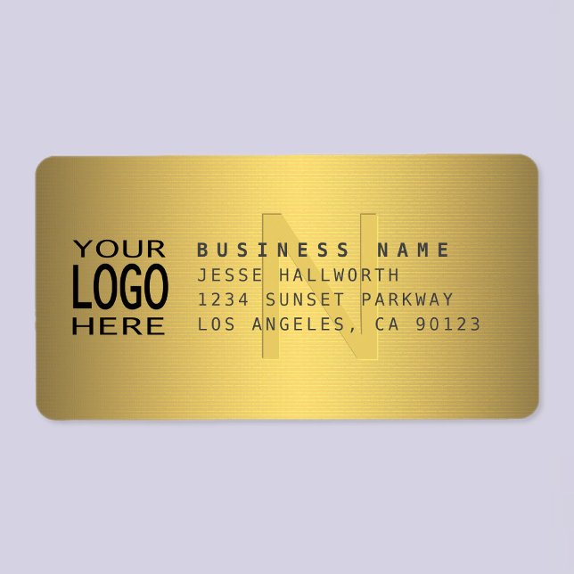 Your Logo & Modern Faux Gold V2 Return Address Label (Creator Uploaded)