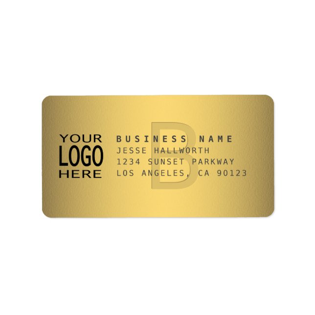 Your Logo & Modern Faux Metal Return Address Label (Front)
