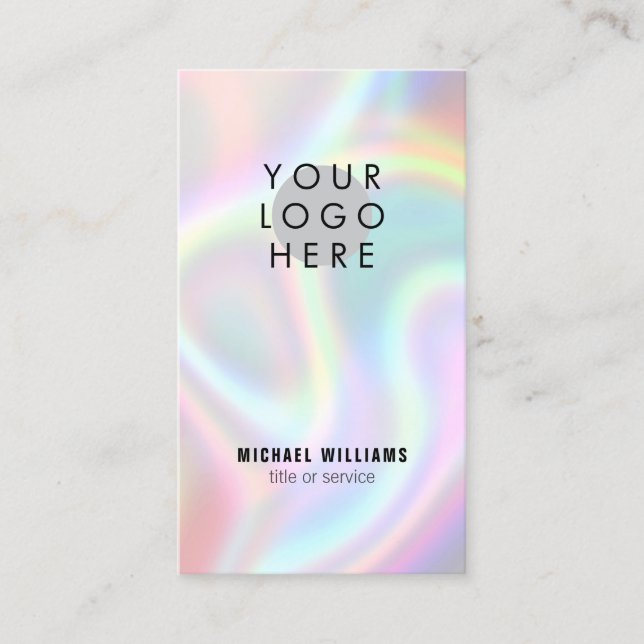 Your Logo Modern Holographic Social Media Icons Business Card (Front)