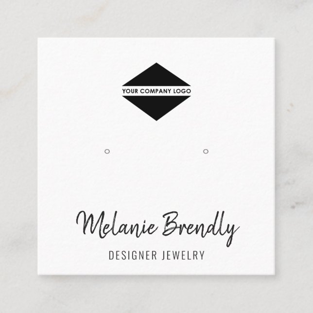 Your Logo Modern Jewellery Earring Display  Square Business Card (Front)