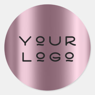 Your Logo Modern Metallic Minimalism Online Rose Classic Round Sticker