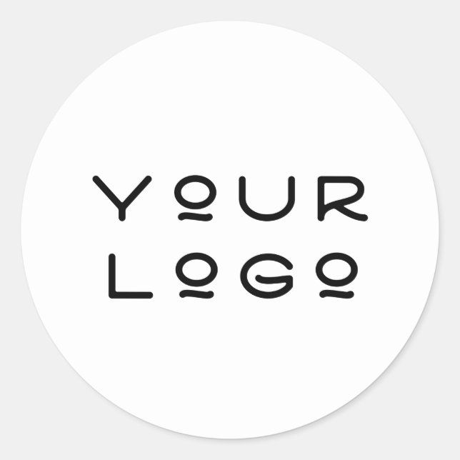 Your Logo Modern Metallic Minimalism Online White Classic Round Sticker (Front)