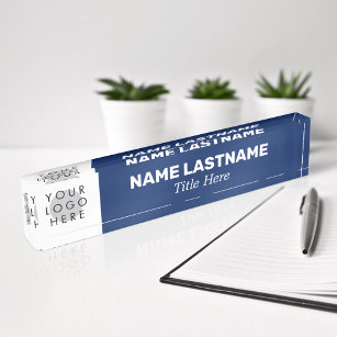 Your Logo Modern Name Title Simple Navy Blue Nameplate